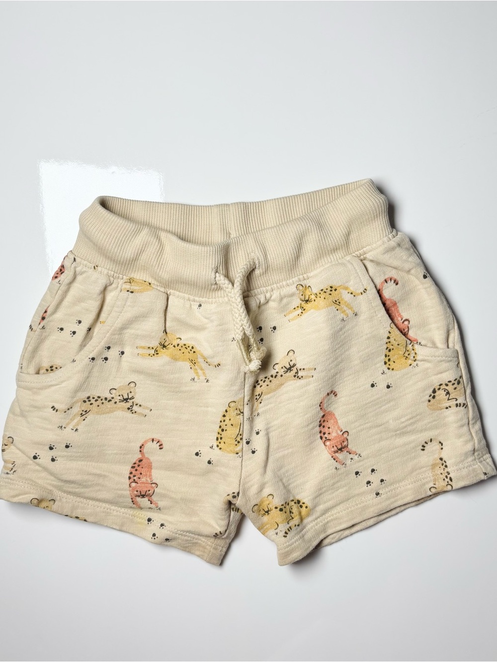 Purebaby Organic Cotton Cheetah Leopard Drawstring Shorts 18-24M Summer Safari